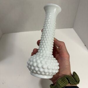 Vintage Milk Glass Hobnail Night Hurricane Bud Vase